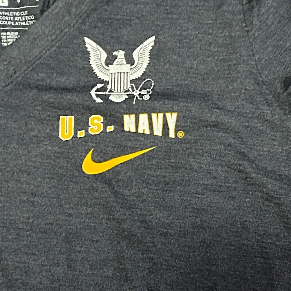Nike Heathered Gray V-Neck‎ U.S. Navy Tee with Yellow Logo NEW Size Large